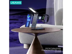 شارژر بیسیم مگنتی سه در یک یوسامز دارای چراغ مطالعه usams 3 in 1 magnetic wireless charger