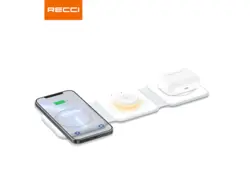 شارژر رومیزی بیسیم سه در یک یوسامز Recci RCW-27 Wireless Charger Ambient Lamp - فروشگاه رایابای