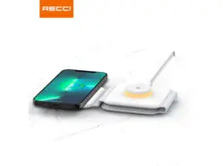 شارژر رومیزی بیسیم سه در یک یوسامز Recci RCW-27 Wireless Charger Ambient Lamp - فروشگاه رایابای