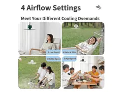 پنکه سقفی شارژی قابل حمل JISULIFE FA16 8000mAh Remote Control Ceiling Fan