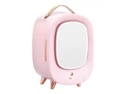 جعبه آرایش بیسوس مدل BASEUS Beauty Fridge 13L with Makeup Mirror and LED Light 220V CN Plug Pink - فروشگاه رایابای