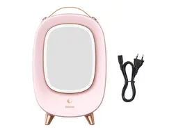 جعبه آرایش بیسوس مدل BASEUS Beauty Fridge 13L with Makeup Mirror and LED Light 220V CN Plug Pink - فروشگاه رایابای