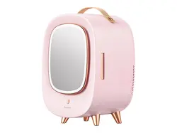 جعبه آرایش بیسوس مدل BASEUS Beauty Fridge 13L with Makeup Mirror and LED Light 220V CN Plug Pink - فروشگاه رایابای