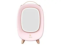 جعبه آرایش بیسوس مدل BASEUS Beauty Fridge 13L with Makeup Mirror and LED Light 220V CN Plug Pink - فروشگاه رایابای