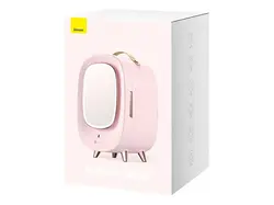 جعبه آرایش بیسوس مدل BASEUS Beauty Fridge 13L with Makeup Mirror and LED Light 220V CN Plug Pink - فروشگاه رایابای