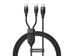 کابل دو سر فست شارژ یک و نیم متری بیسوس Baseus Flash Series 2in1 Fast Charging Cable Type-C to C+C 100 W 1.5m CA1T2-C01