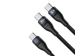 کابل دو سر فست شارژ یک و نیم متری بیسوس Baseus Flash Series 2in1 Fast Charging Cable Type-C to C+C 100 W 1.5m CA1T2-C01