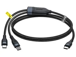 کابل دو سر فست شارژ یک و نیم متری بیسوس Baseus Flash Series 2in1 Fast Charging Cable Type-C to C+C 100 W 1.5m CA1T2-C01