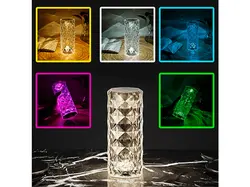 چراغ رومیزی لوکس با طراحی کریستالی دایمند ط   rose diamond table lamp USB charging Touch lamp - فروشگاه رایابای