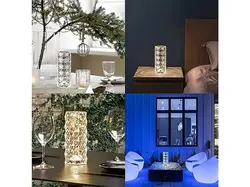 چراغ رومیزی لوکس با طراحی کریستالی دایمند ط   rose diamond table lamp USB charging Touch lamp - فروشگاه رایابای