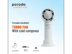 پنکه دستی و کمپرسور سرد پورودو Porodo Lifestyle Portable Handheld Turbo Fan With Cold Compress