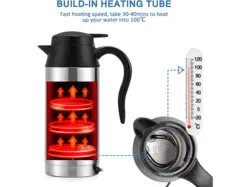 کتری برقی خودرویی Car Kettle Boiler Sunsbell 750ml Car Heating Travel Cup Stainless Steel