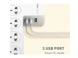 چند راهی برق و نظم دهنده الدنیو دارای 5 سوکت و 3 یواس‌بی  LDNIO Management Power Strip Box SC5309