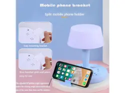 چراغ خواب هوشمند دارای پایه نگهدارنده گوشی ، پورت USB و سوکت برق  Smart Desk Lamp and Integrated Power Socket With USB Charging Port