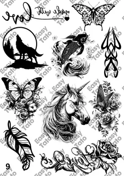 تتو موقت پکیج 100عددی به همراه اسپری تتو