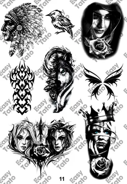 تتو موقت پکیج 100عددی به همراه اسپری تتو