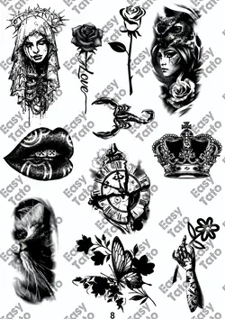 تتو موقت پکیج 100عددی به همراه اسپری تتو