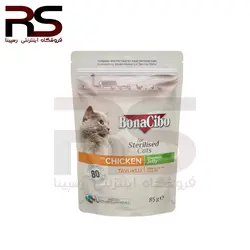 پوچ گربه بالغ عقیم شده بوناسیبو طعم مرغ در ژله 85 گرم