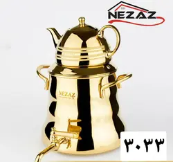 ست کتری و قوری استیل شیردار طلایی نزاز