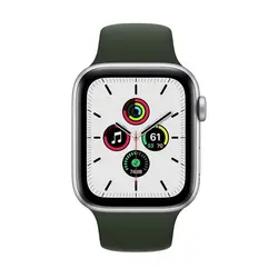 اپل واچ سری SE مدل 44mm بدنه آلومینیوم به رنگ نقره ای با بند سیلیکونی اسپورت