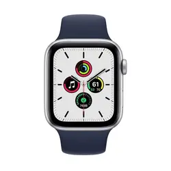 اپل واچ سری SE مدل 44mm بدنه آلومینیوم به رنگ نقره ای با بند سیلیکونی اسپورت