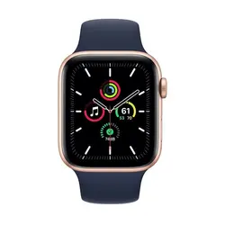 اپل واچ سری SE مدل 44mm بدنه آلومینیوم به رنگ طلایی با بند سیلیکونی اسپورت