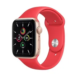 اپل واچ سری SE مدل 44mm بدنه آلومینیوم به رنگ طلایی با بند سیلیکونی اسپورت