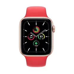 اپل واچ سری SE مدل 44mm بدنه آلومینیوم به رنگ طلایی با بند سیلیکونی اسپورت