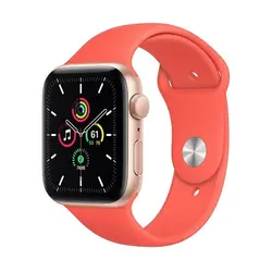 اپل واچ سری SE مدل 44mm بدنه آلومینیوم به رنگ طلایی با بند سیلیکونی اسپورت