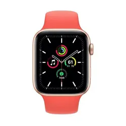 اپل واچ سری SE مدل 44mm بدنه آلومینیوم به رنگ طلایی با بند سیلیکونی اسپورت