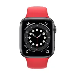 اپل واچ سری 6 مدل 40mm بدنه آلومینیوم به رنگ خاکستری با بند سیلیکونی اسپورت