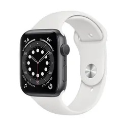 اپل واچ سری 6 مدل 40mm بدنه آلومینیوم به رنگ خاکستری با بند سیلیکونی اسپورت