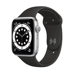 اپل واچ سری 6 مدل 40mm بدنه آلومینیوم به رنگ نقره ای با بند سیلیکونی اسپورت