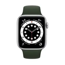 اپل واچ سری 6 مدل 40mm بدنه آلومینیوم به رنگ نقره ای با بند سیلیکونی اسپورت