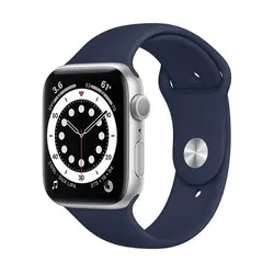 اپل واچ سری 6 مدل 40mm بدنه آلومینیوم به رنگ نقره ای با بند سیلیکونی اسپورت
