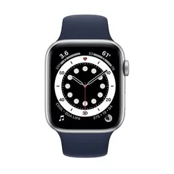 اپل واچ سری 6 مدل 40mm بدنه آلومینیوم به رنگ نقره ای با بند سیلیکونی اسپورت