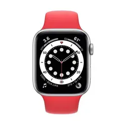 اپل واچ سری 6 مدل 40mm بدنه آلومینیوم به رنگ نقره ای با بند سیلیکونی اسپورت
