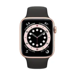 اپل واچ سری 6 مدل 44mm بدنه آلومینیوم به رنگ طلایی با بند سیلیکونی اسپورت