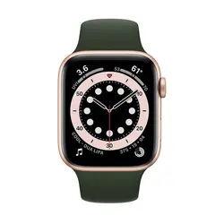 اپل واچ سری 6 مدل 44mm بدنه آلومینیوم به رنگ طلایی با بند سیلیکونی اسپورت