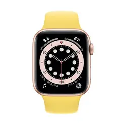 اپل واچ سری 6 مدل 44mm بدنه آلومینیوم به رنگ طلایی با بند سیلیکونی اسپورت