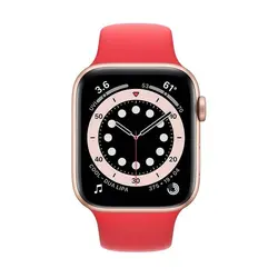 اپل واچ سری 6 مدل 44mm بدنه آلومینیوم به رنگ طلایی با بند سیلیکونی اسپورت