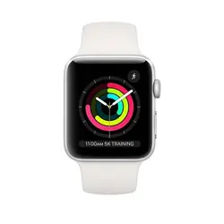 اپل واچ سری ۳ مدل 42mm بدنه آلومینیوم به رنگ نقره ای با بند سیلیکونی اسپورت