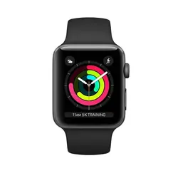 اپل واچ سری ۳ مدل 42mm بدنه آلومینیوم به رنگ خاکستری با بند سیلیکونی اسپورت