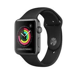 اپل واچ سری ۳ مدل 42mm بدنه آلومینیوم به رنگ خاکستری با بند سیلیکونی اسپورت