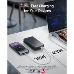پاوربانک 24,000 میلی‌ آمپر 65 واتی انکر مدل Anker 537 Power Bank (PowerCore 24K for Laptop) A1379