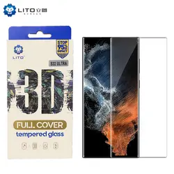 گلس تمام صفحه و تمام چسب لیتو S22 Ultra سامسونگ Lito 3D Full Cover Tempered Glass