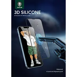 گلس لبه سیلیکونی iPhone 13 گرین Green Lion Silicone Edge Glass
