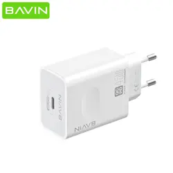 شارژر دیواری فست شارژ 45 وات همراه با کابل تایپ سی باوین BAVIN PC800Y 45W Charger