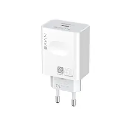 شارژر دیواری فست شارژ 45 وات همراه با کابل تایپ سی باوین BAVIN PC800Y 45W Charger