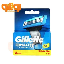 تیغ و یدک اصلاح ژیلت مدل مچ تری توربو بسته 4 عددی